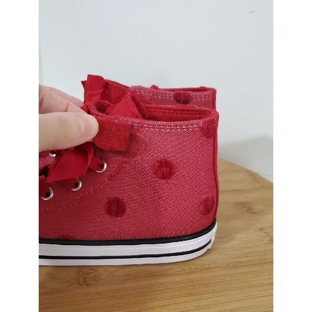 Converse CTAS 1V High Top Toddler Sneakers Red Bow Size 9 NIB